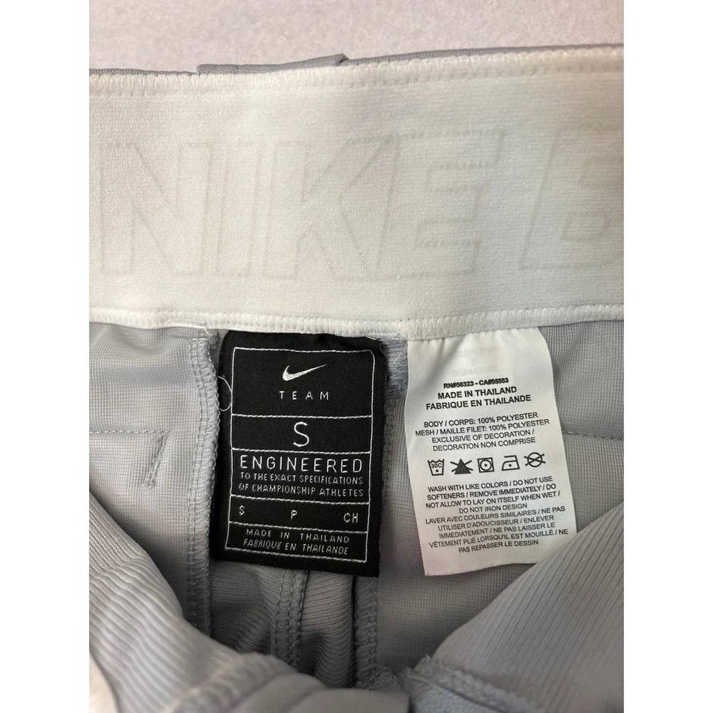 Nike Team Engineered Kids Grey Baseball Pants Small Swoosh Logo Elastic Cuffs